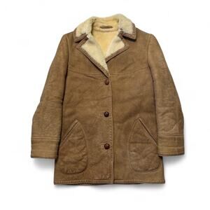 Deerskin Trading 70s Sheepskin Leather Suede Marlboro Rancher Coat Womens 10